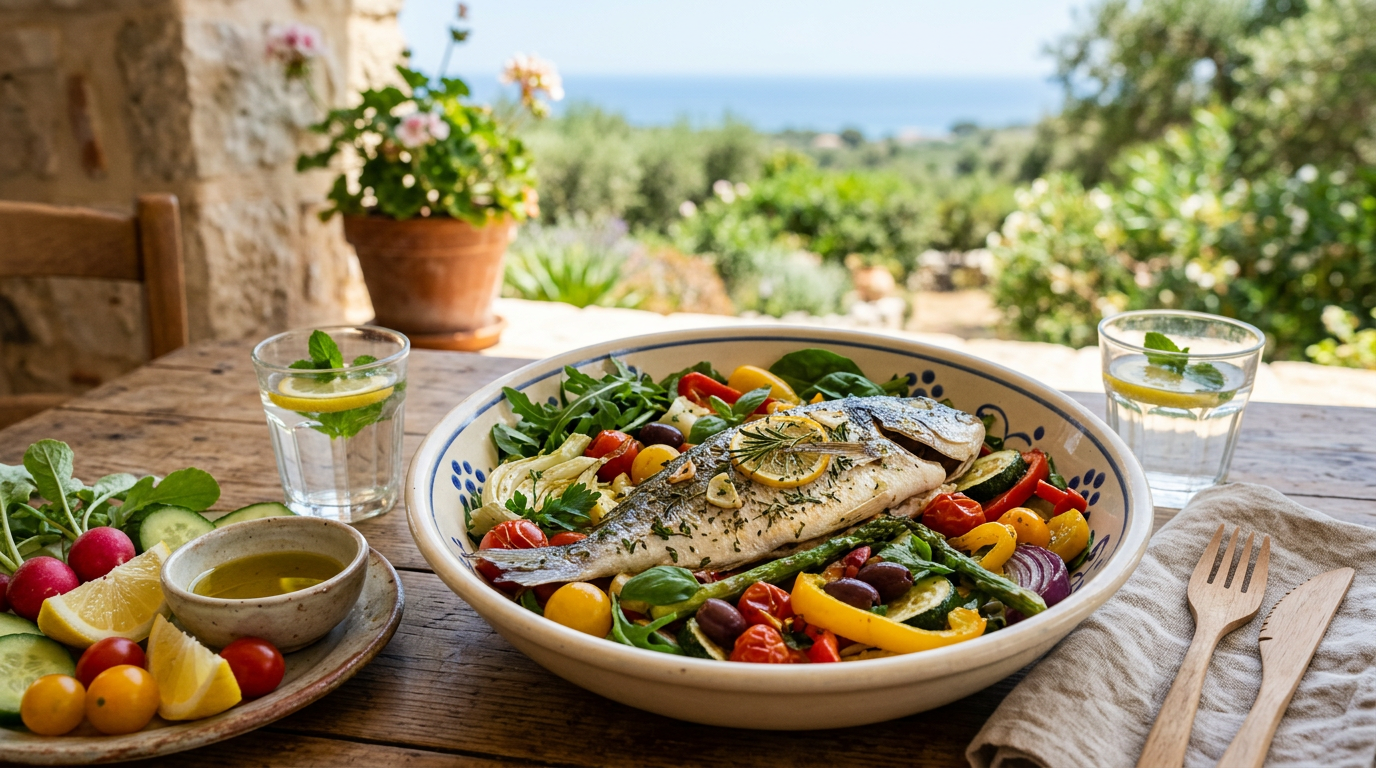 Piatto sano per dimagrire con salmone grigliato, quinoa e abbondanti verdure fresche come pomodorini e avocado