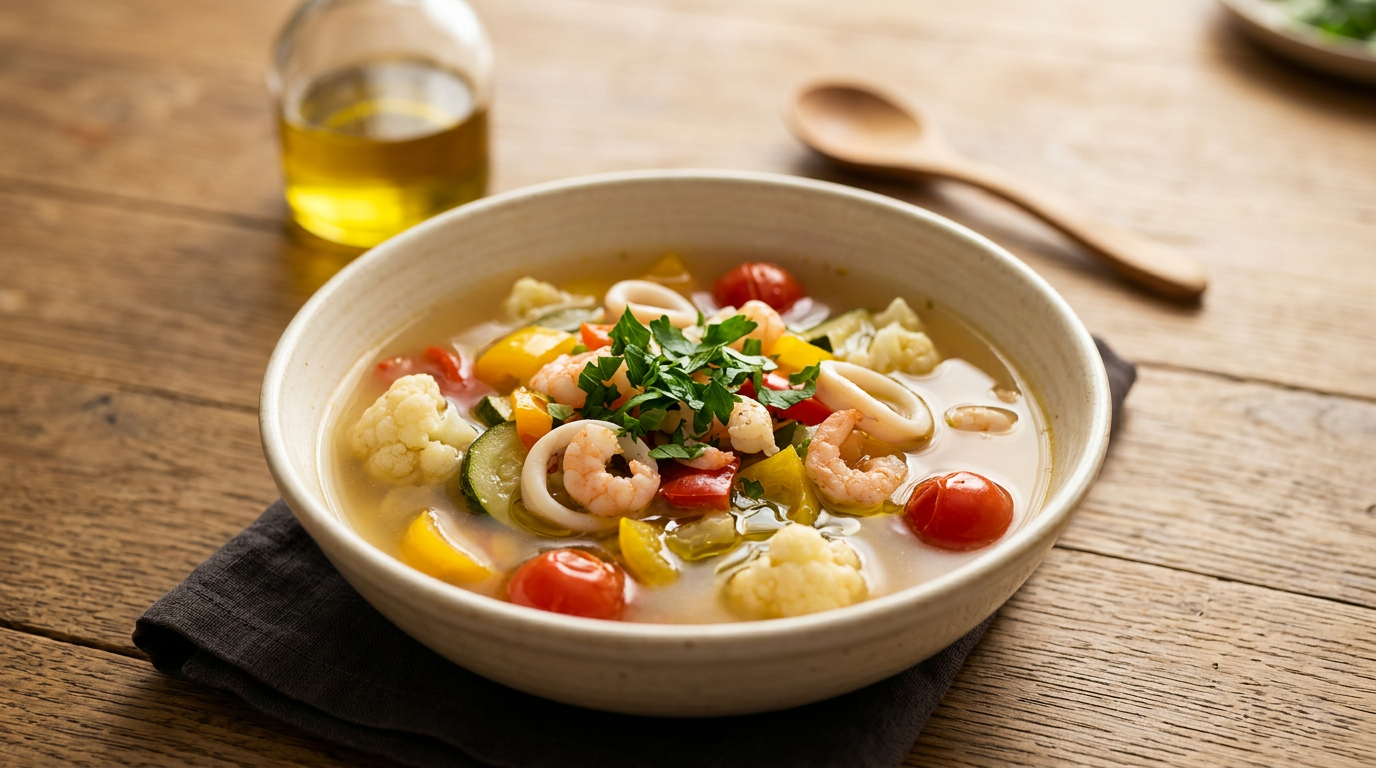Ciotola di verdure fresche e colorate su un tavolo di legno, con bicchiere d'acqua accanto.