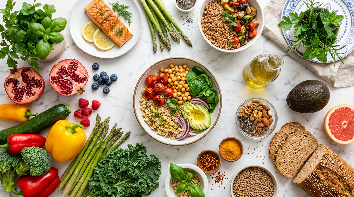 Donna che mangia un'insalata ricca di verdure fresche e legumi, simbolo di alimentazione sana per la PCOS.