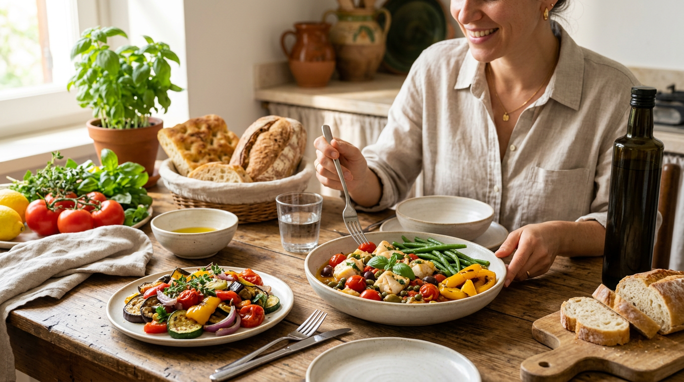 Verdure a foglia verde con semi oleosi e frutta fresca, simboli di una dieta senza lattosio.