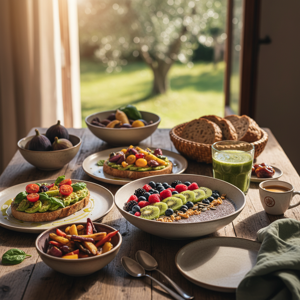 Cesto di verdure a foglia verde scuro, legumi e semi oleosi