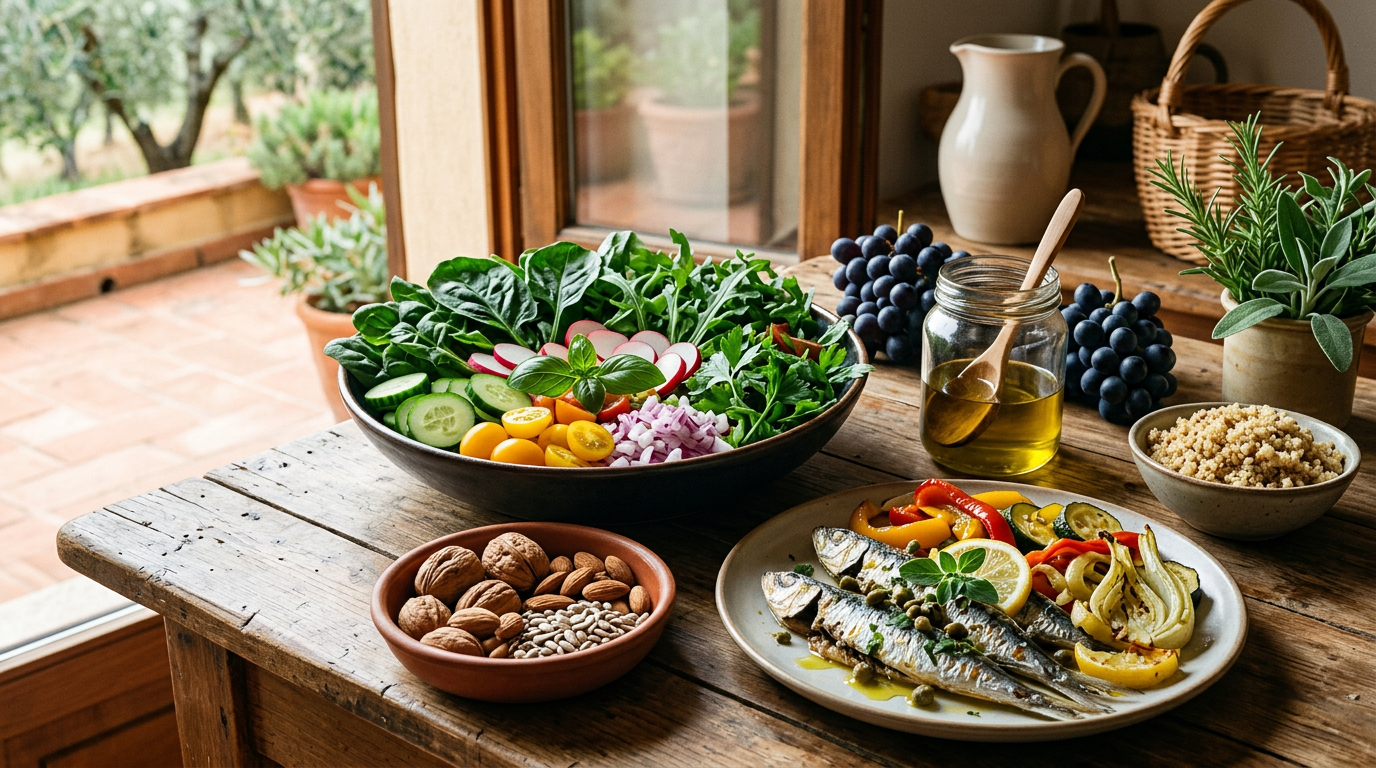 Piatto salutare per l'endometriosi con salmone grigliato, spinaci freschi, avocado a fette e semi di lino.