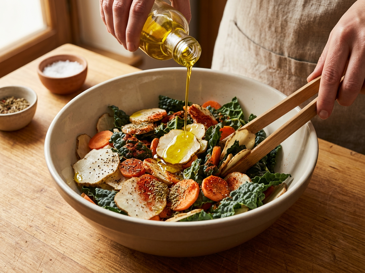 Passaggio 3: Condisci con Olio e Spezie Aromatiche