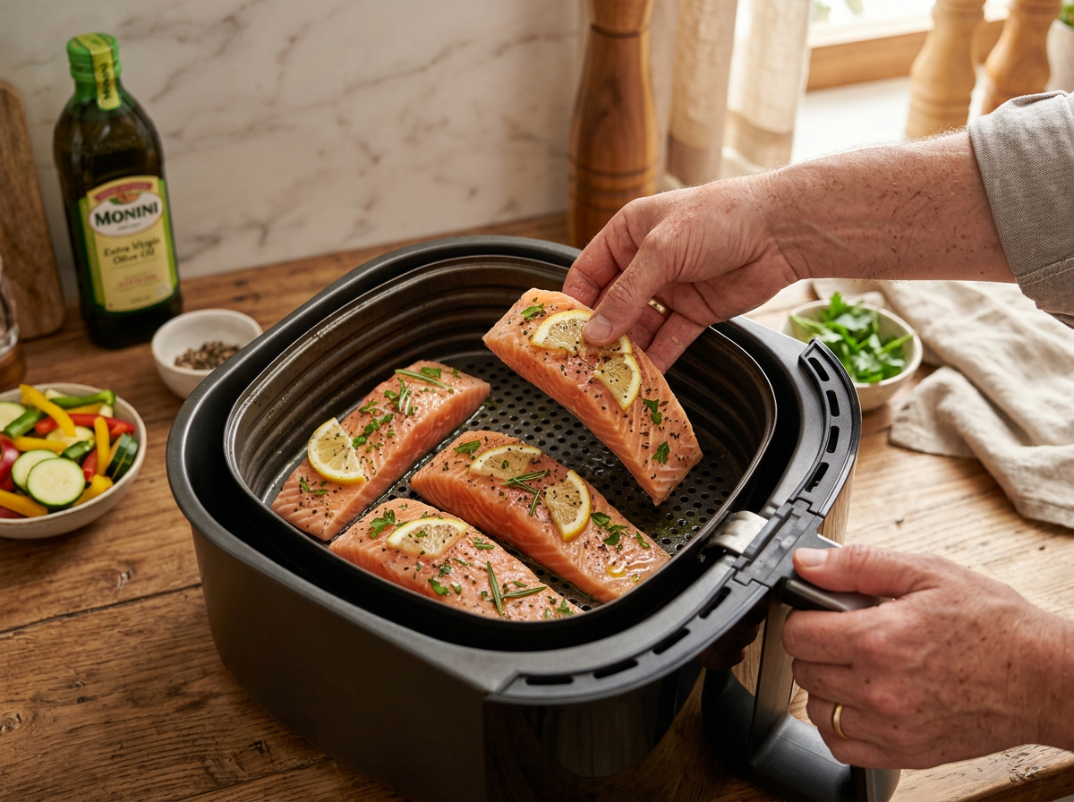 Passaggio 5: Cuoci il salmone in friggitrice ad aria