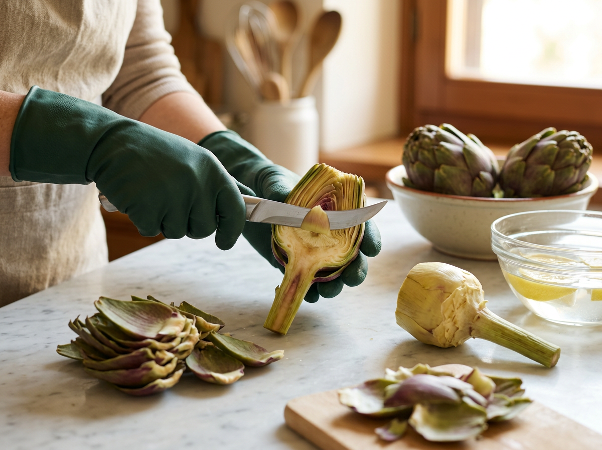 Passaggio 3: Pulizia e Preparazione dei Carciofi Crudi