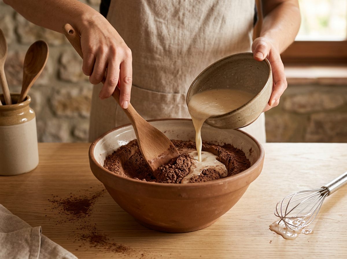 Passaggio 3: Unisci gli ingredienti secchi e umidi con movimenti leggeri