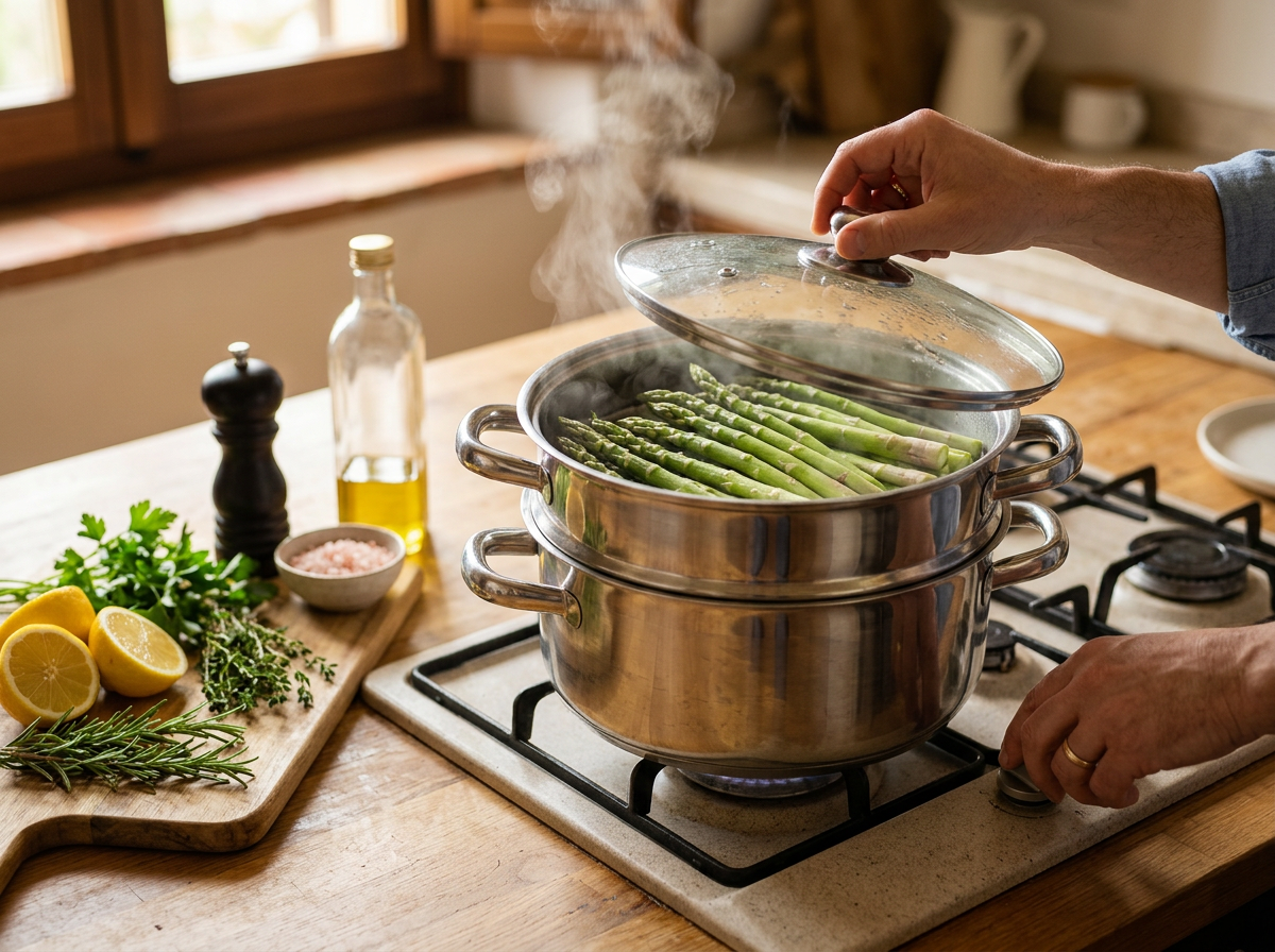 Passaggio 2: Pre-cottura a Vapore degli Asparagi