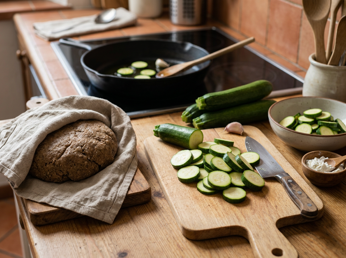 Passaggio 2: Il Riposo dell'Impasto e la Cottura delle Zucchine
