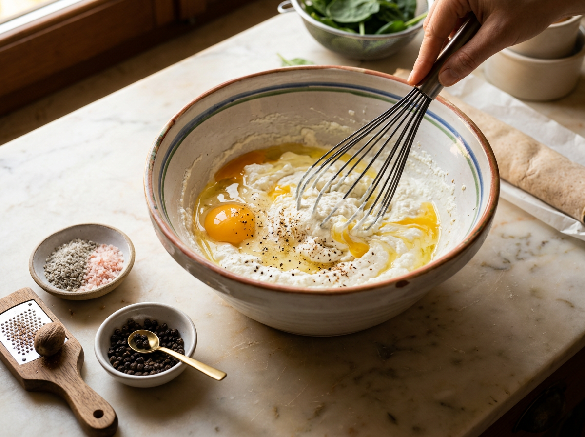 Passaggio 2: Prepara il ripieno di ricotta di soia e uova